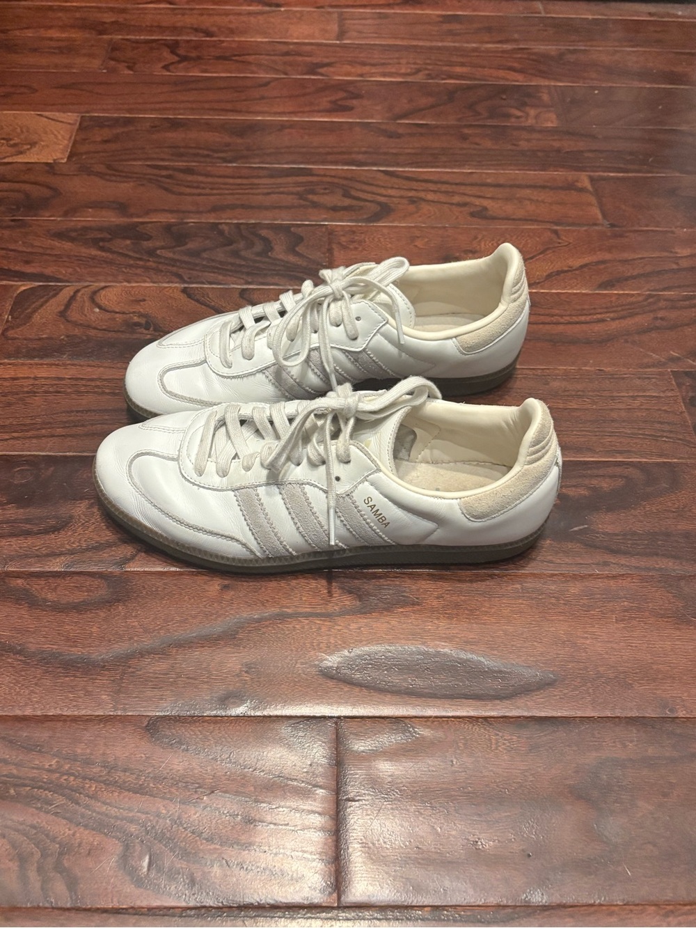 adidas white Samba leather sneakers